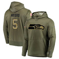S.Seahawks #5 Jason Myers Player Olive Salute to Service Pullover Hoodie Home Game Gdoa Stitched Jerseys