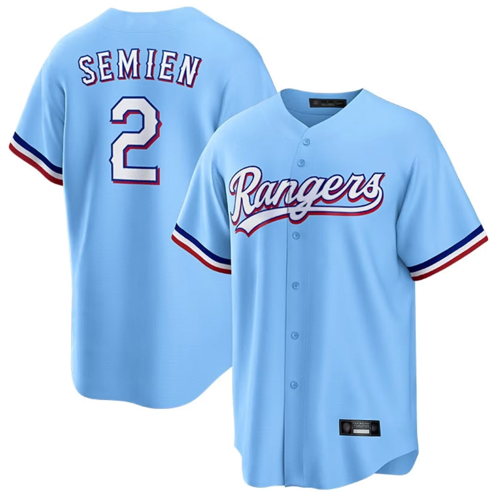 T.Rangers #2 Marcus Semien Player Light Blue Replica Game Fdoa Stitched Jerseys