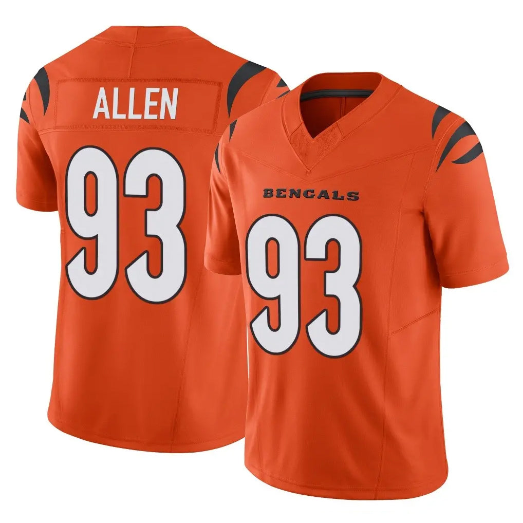 C.Bengals #93 Jonathan Allen Player Orange Vapor F.U.S.E. Limited Home Game Gdoa Stitched Jerseys