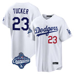 LA.Dodgers #23 Kyle Tucker Player White World Series Meet Home Game Fdoa Stitched Jerseys