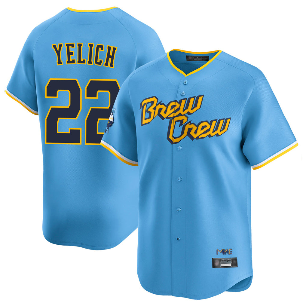 M.Brewers #22 Christian Yelich Player Light Blue City Connect Home Limited Fdoa Stitched Jerseys