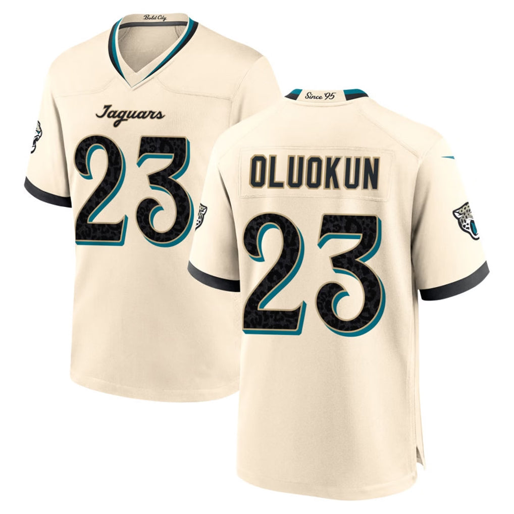 J.Jaguars #23 Foyesade Oluokun Player Natural 2026 Rivalries Collection Game Gdoa Stitched Jerseys
