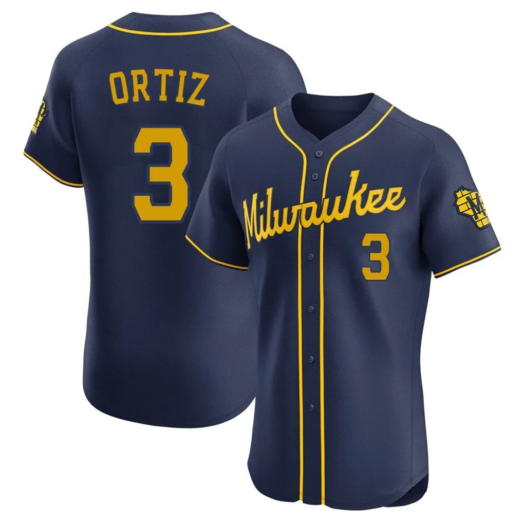 M.Brewers #3 Joey Ortiz Player Navy Home Limited Elite Fdoa Stitched Jerseys