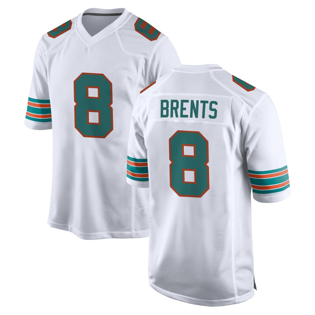 M.Dolphins #8 JuJu Brents Player White Limited Home Game Gdoa Stitched Jerseys