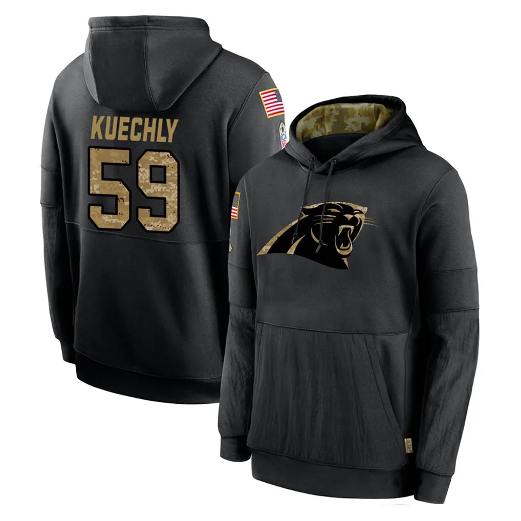 C.Panthers #59 Luke Kuechly Player Black Salute to Service Pullover Hoodies Limited Game Gdoa Stitched Jerseys