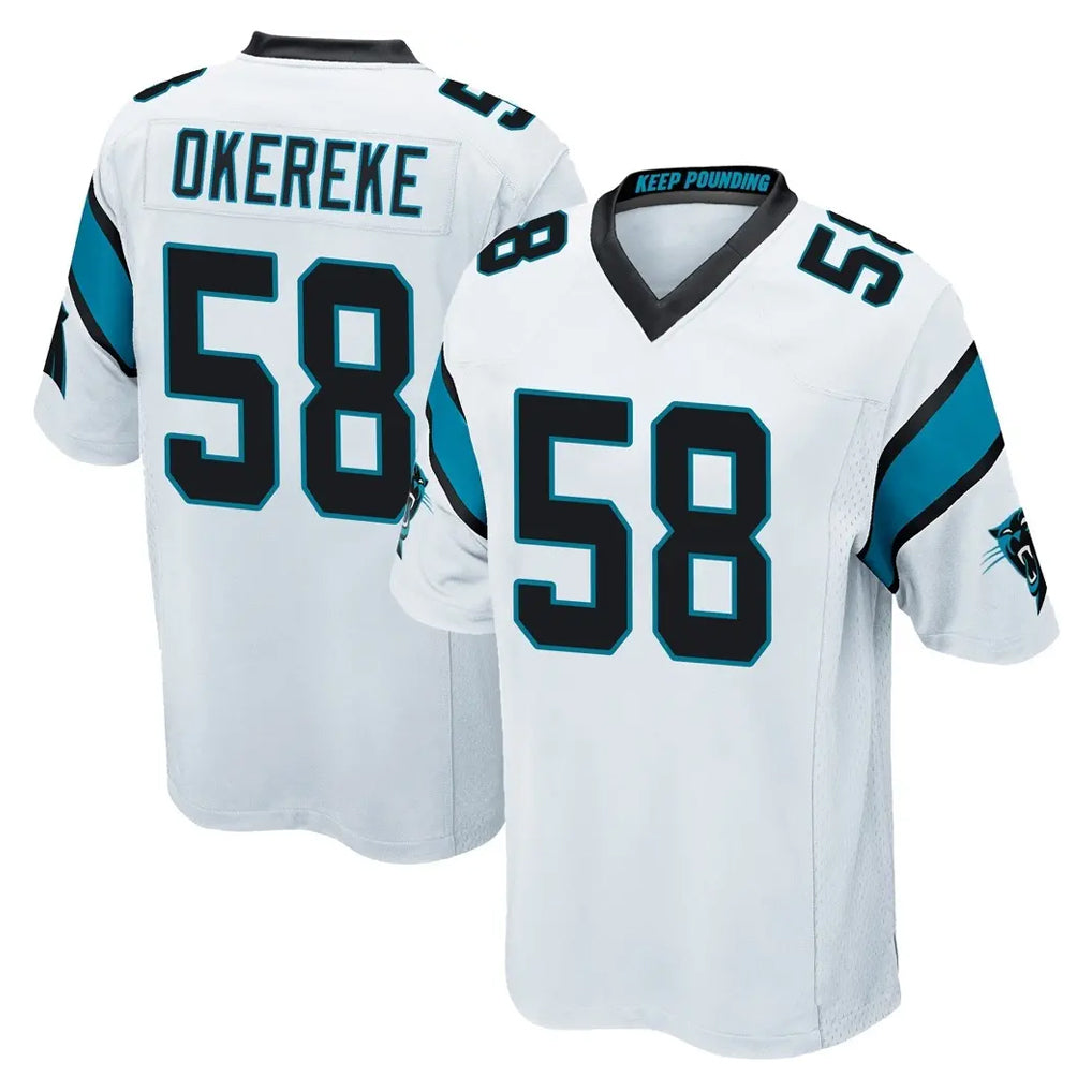 C.Panthers #58 Bobby Okereke Player White Game Gdoa Stitched Jerseys