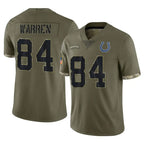 IN.Colts #84 Tyler Warren Player Olive Salute To Service Limited Gdoa Stitched Jerseys