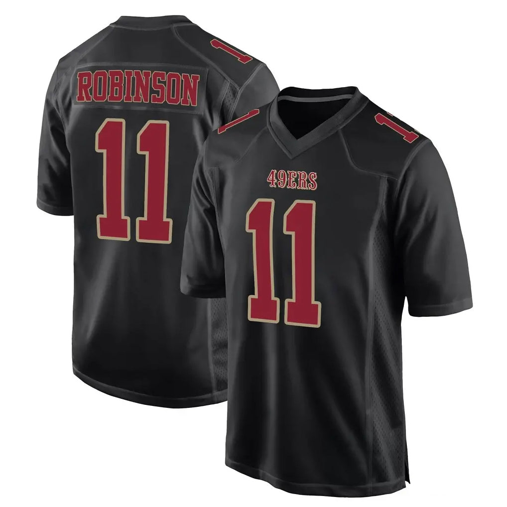 SF.49ers #11 Demarcus Robinson Player Black Fashion Home Game Gdoa Stitched Jerseys