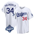 LA.Dodgers #34 Fernando Valenzuela Player White World Series Meet Home Game Fdoa Stitched Jerseys
