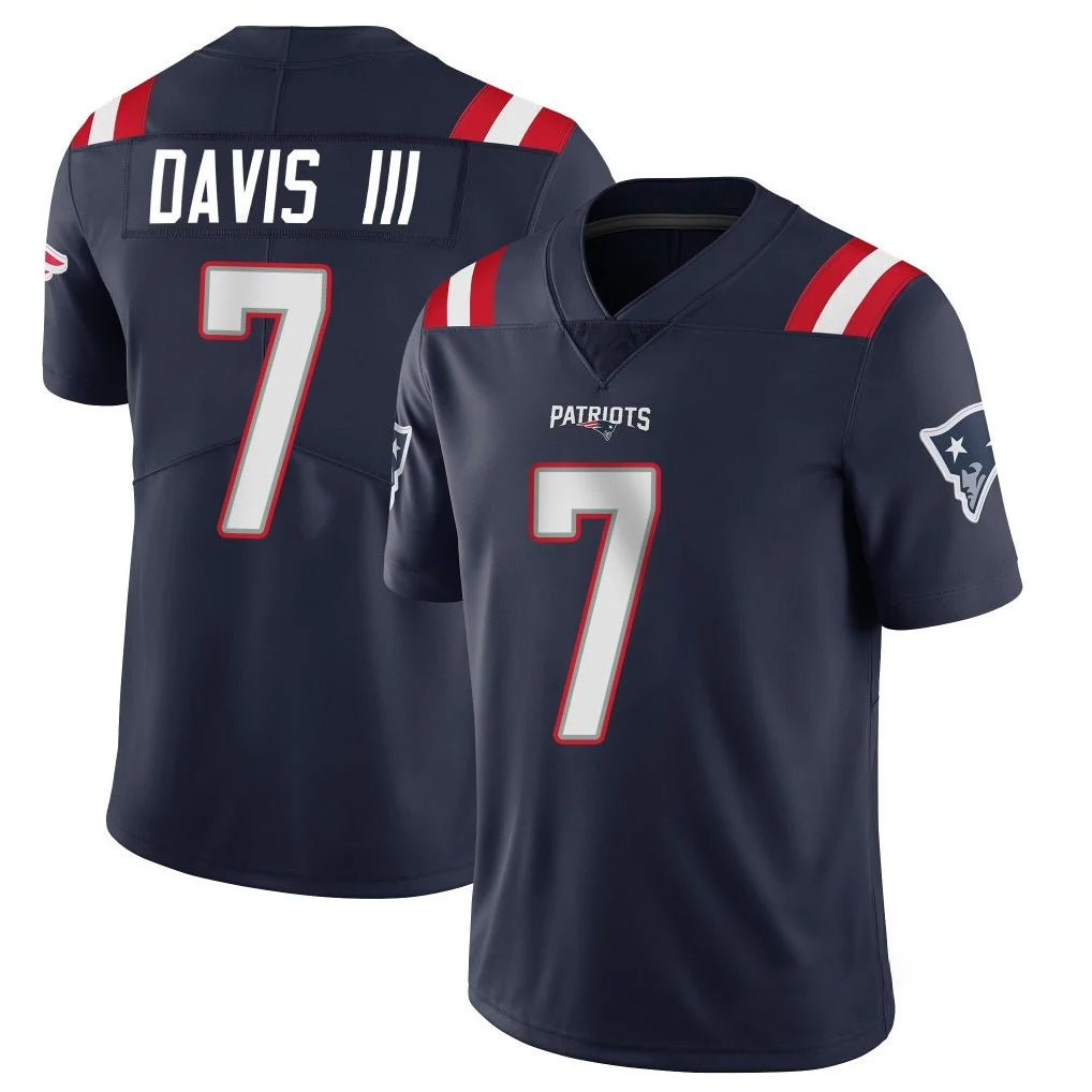 NE.Patriots #7 Carlton Davis III Player Navy Vapor Untouchable Home Game Gdoa Stitched Jerseys