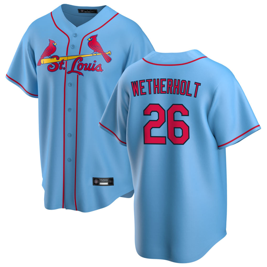 St. Louis Cardinals #26 JJ Wetherholt Player Light Blue Home Game Fdoa Stitched Jerseys