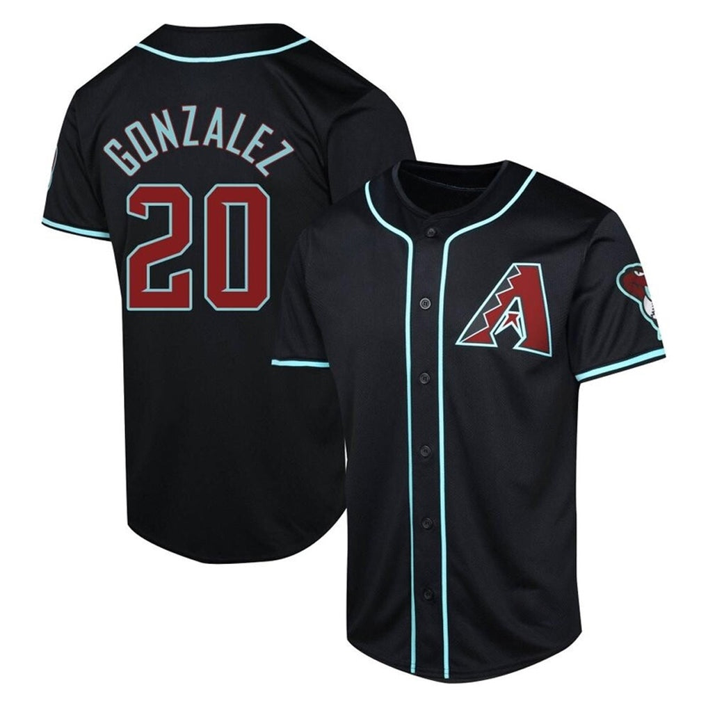 A.Diamondbacks #20 Luis Gonzalez Player Black Fashion Out Home Game Gdoa Stitched Jerseys