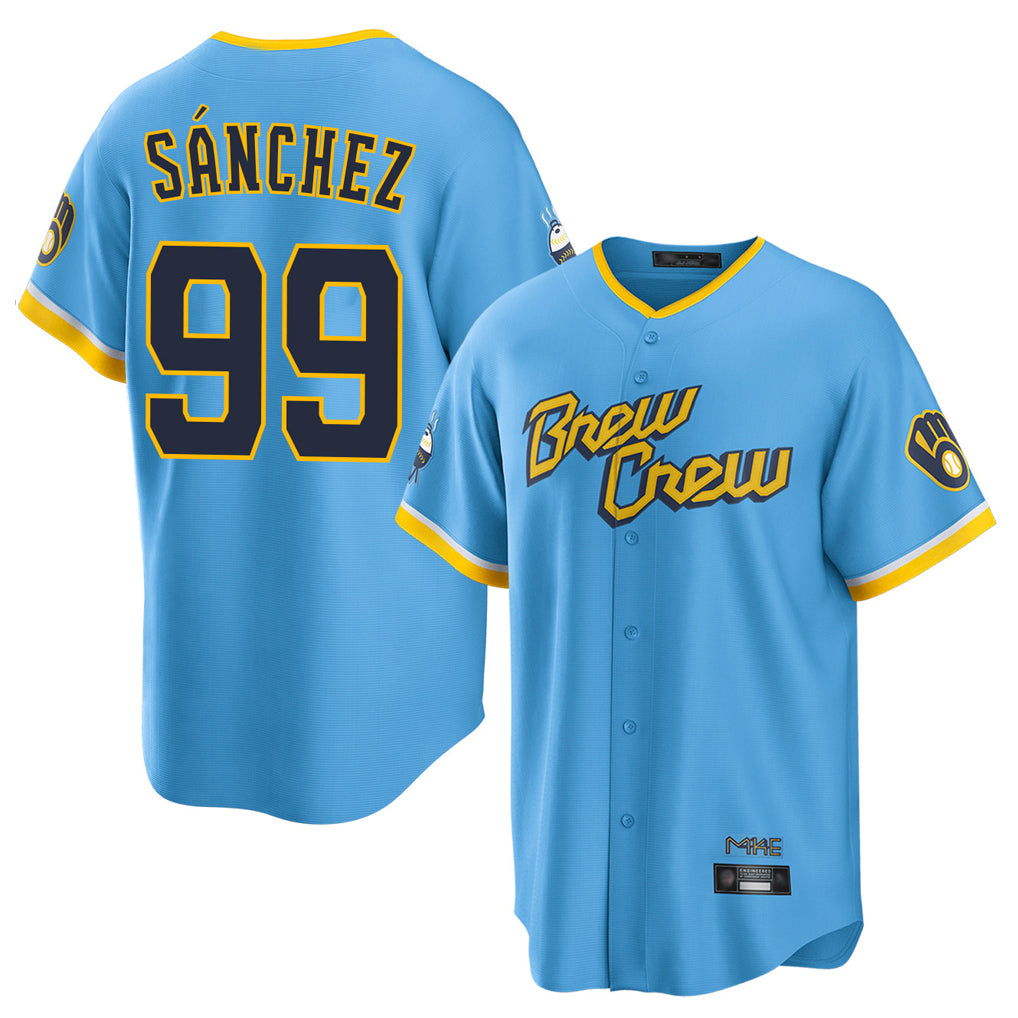 M.Brewers #99 Gary Sanchez Player Light Blue City Connect Home Game Fdoa Stitched Jerseys