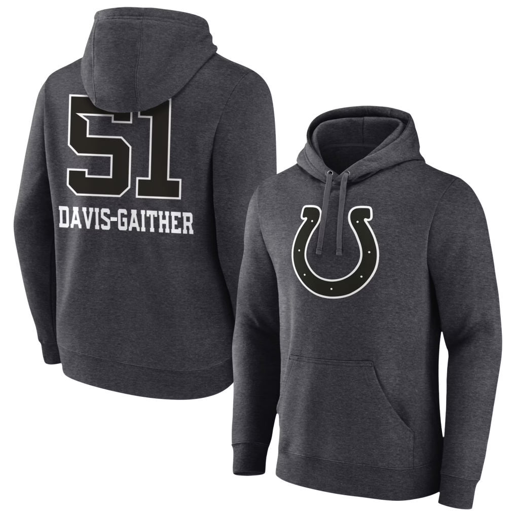 IN.Colts #51 Akeem Davis-Gaither Player Charcoal Pullover Hoodies Limited Game Gdoa Stitched Jerseys