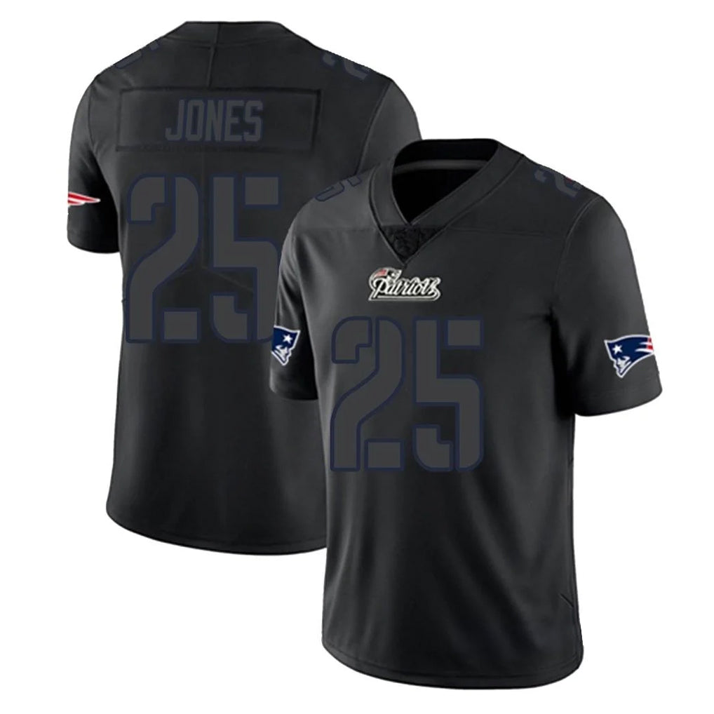 NE.Patriots #25 Marcus Jones Player Black Impact LImited Home Game Gdoa Stitched Jerseys