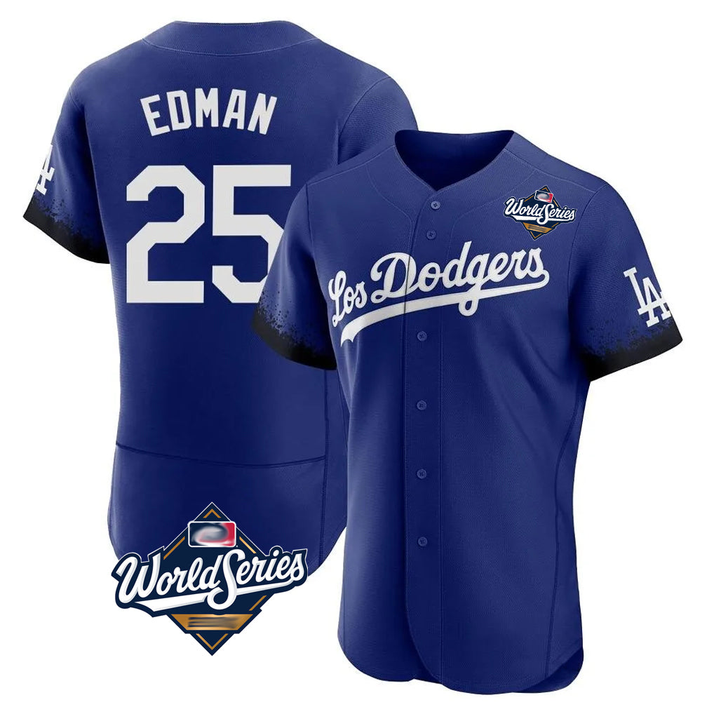 LA.Dodgers #25 Tommy Edman Player Royal World Series City Connect Elite Home Fdoa Stitched Jerseys