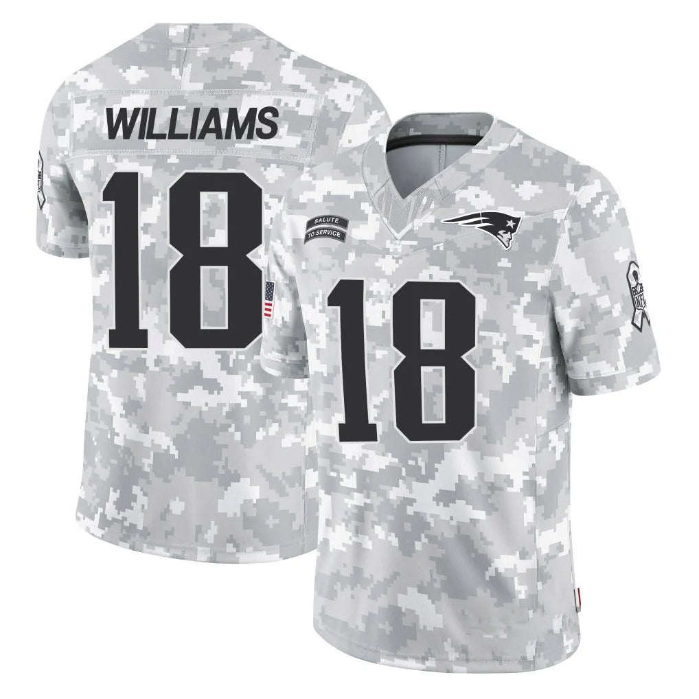 NE.Patriots #18 Kyle Williams Player Arctic Camo Salute To Service Limited Game Gdoa Stitched Jerseys