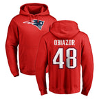 NE.Patriots #48 Namdi Obiazor Player Red LOGO Pullover Hoodies Home Game Gdoa Stitched Jerseys