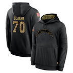 LA.Chargers #70 Rashawn Slater Player Black Salute to Service Hoodies Limited Game Gdoa Stitched Jerseys