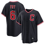 C.Guardians #6 David Fry Player Navy Home Game Gdoa Stitched Jerseys