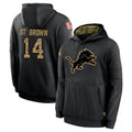 D.Lions #14 Amon-Ra St. Brown Player Black Salute to Service Hoodies Limited Game Gdoa Stitched Jerseys
