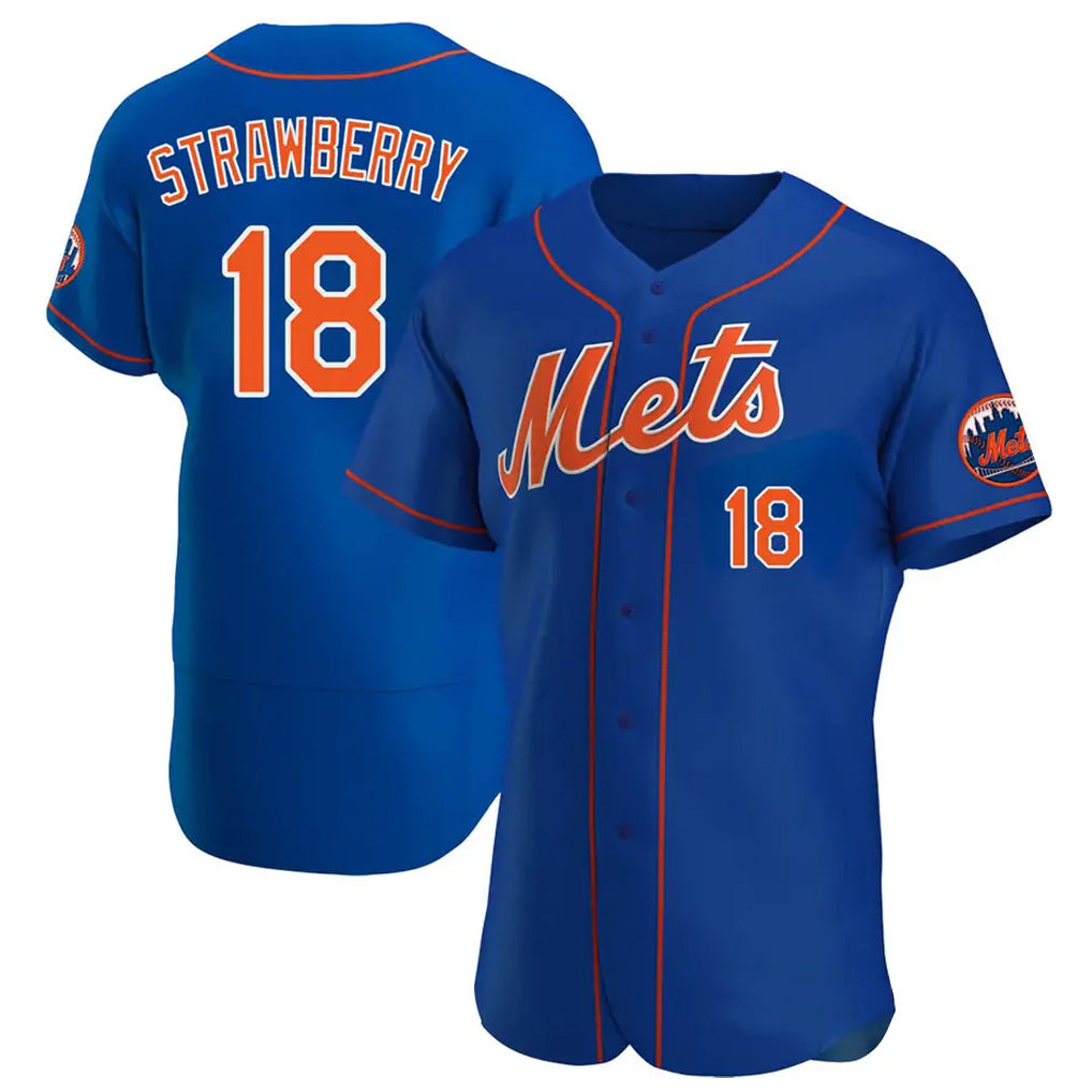NY.Mets #18 Darryl Strawberry Player Royal Limited Elite Home Fdoa Stitched Jerseys