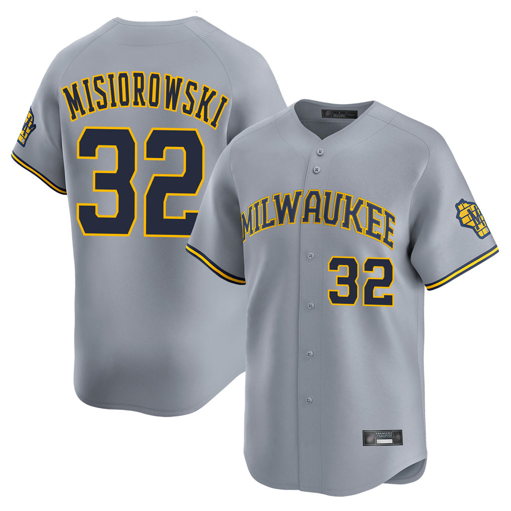 M.Brewers #32 Jacob Misiorowski Player Gray Home Limited Fdoa Stitched Jerseys