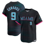 M.Marlins #9 Xavier Edwards Player Black City Connect Home Limited Fdoa Stitched Jerseys