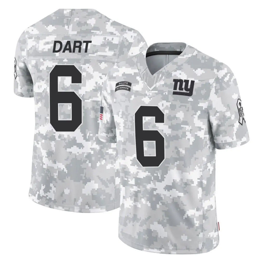 NY.Giants #6 Jaxson Dart Player Arctic Camo Salute To Service Limited Game Gdoa Stitched Jerseys