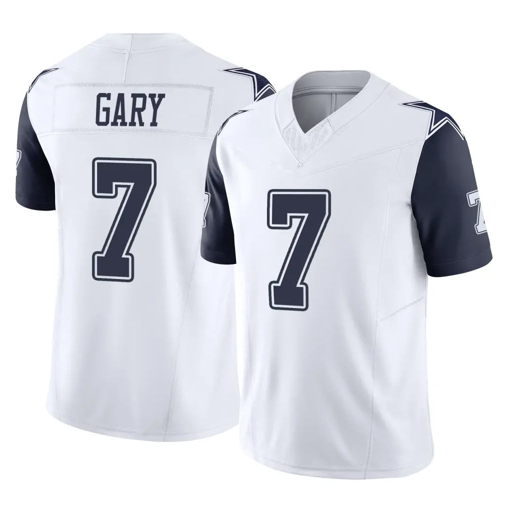 D.Cowboys #7 Rashan Gary Player White-Navy Limited Vapor F.U.S.E. Home Game Gdoa Stitched Jerseys