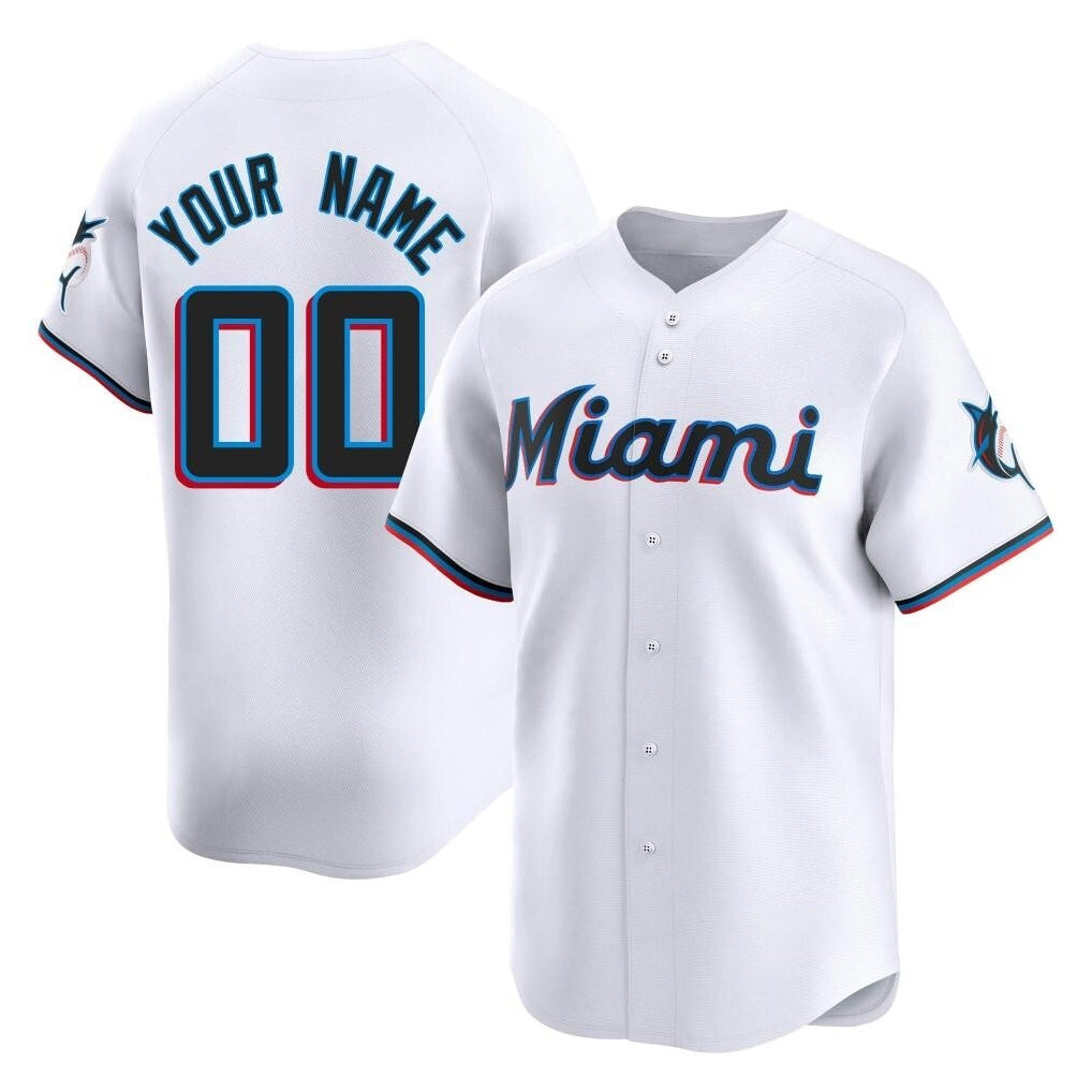 Custom M.Marlins White Limited Home Game Any Name & Number Gdoa Stitched Jerseys