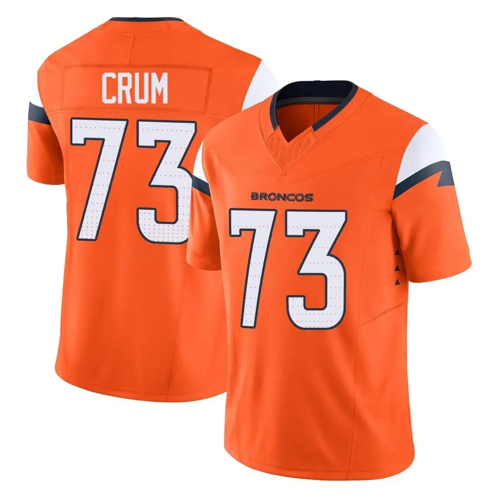 D.Broncos #73 Frank Crum Player Orange Vapor F.U.S.E. Limited Home Game Gdoa Stitched Jerseys
