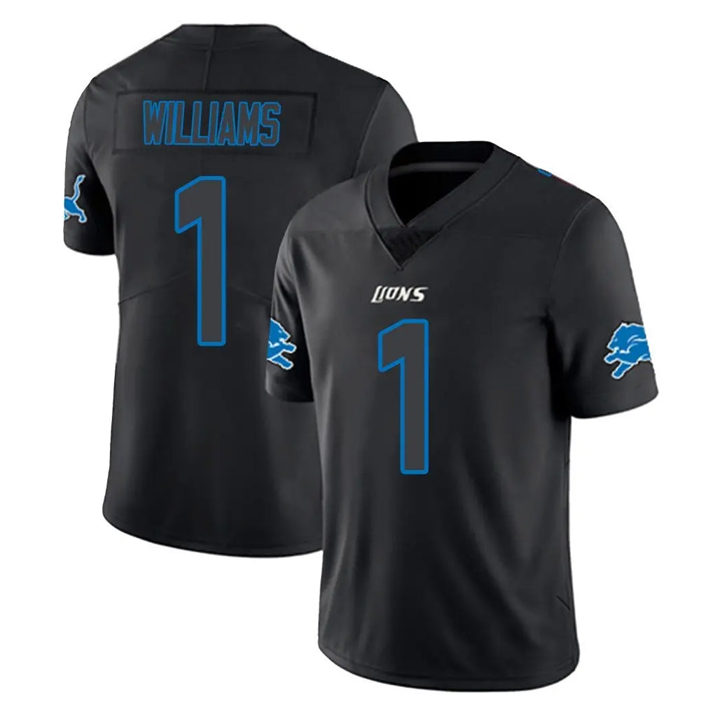 D.Lions #1 Jameson Williams Player Black Impact Limited Home Game Gdoa Stitched Jerseys