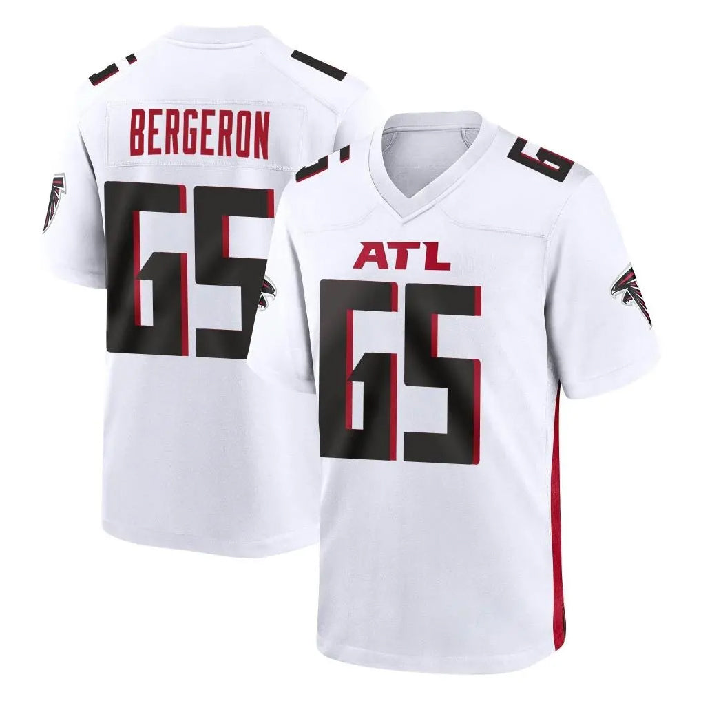A.Falcons #65 Matthew Bergeron Player White Home Game Gdoa Stitched Jerseys