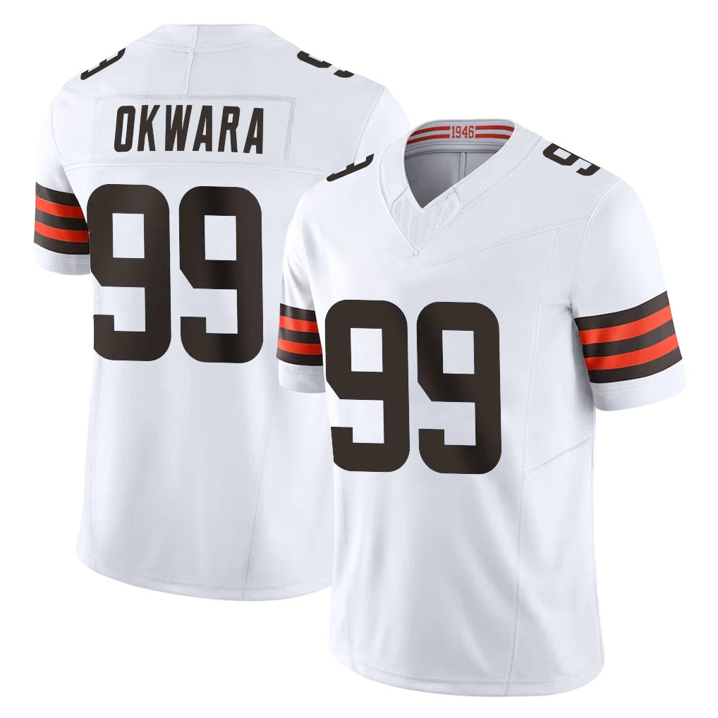 C.Browns #99 Julian Okwara Player White Vapor F.U.S.E. Limited Home Game Gdoa Stitched Jerseys