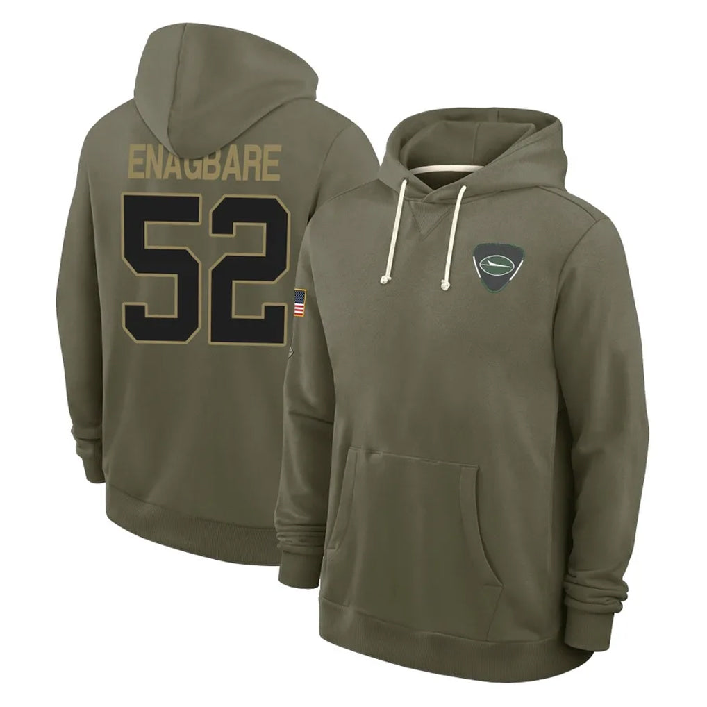 NY.Jets #52 Kingsley Enagbare Player Olive Salute to Service Pullover Hoodies Limited Gdoa Stitched Jerseys