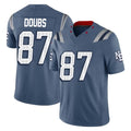 NE.Patriots #87 Romeo Doubs Player Blue Limited Rivalries Collection Home Game Gdoa Stitched Jerseys