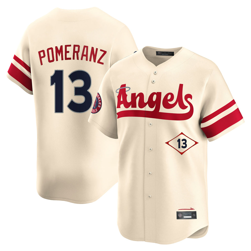 LA.Angels #13 Drew Pomeranz Player Cream City Connect Limited Home Fdoa Stitched Jerseys