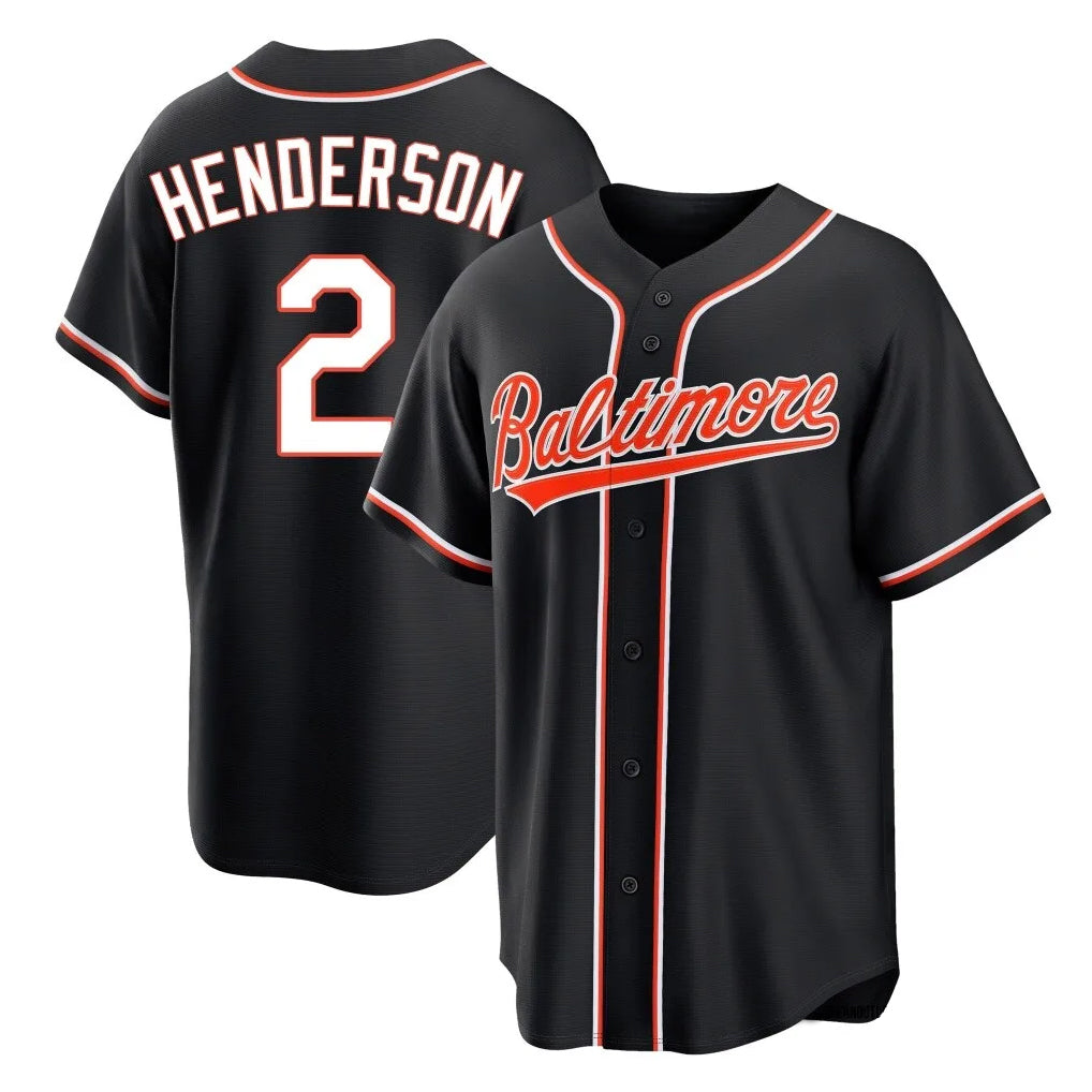 B.Orioles #2 Gunnar Henderson Player Black Out Home Game Gdoa Stitched Jerseys