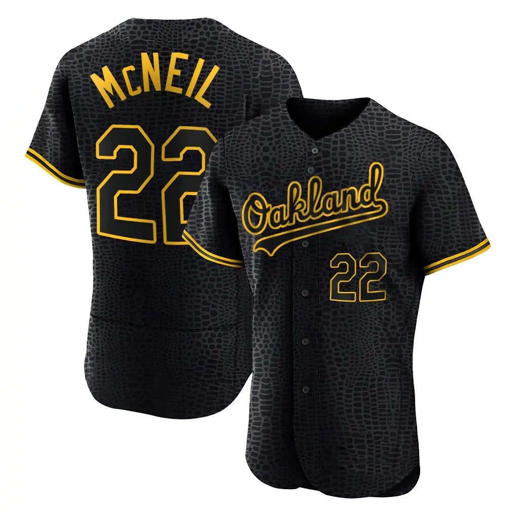 Athletics #22 Jeff McNeil Player Black Snake Skin City Limited Elite Home Game Gdoa Stitched Jerseys