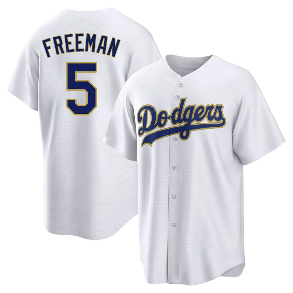 LA.Dodgers #5 Freddie Freeman Player Gold White 2026 Collection Stadium Game Fdoa Stitched Jerseys