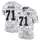 LV.Raiders #71 DJ Glaze Player Arctic Camo Salute To Service Limited Game Gdoa Stitched Jerseys