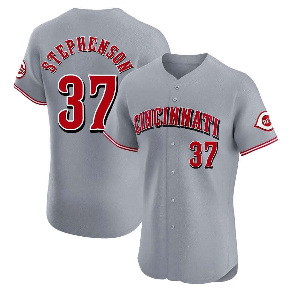 C.Reds #37 Tyler Stephenson Player Gray Limited Elite Home Gdoa Stitched Jerseys