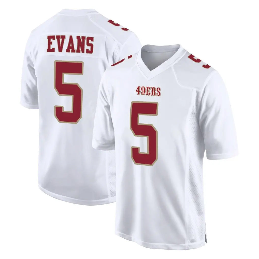 SF.49ers #5 Mike Evans Player White Fashion Home Game Gdoa Stitched Jerseys