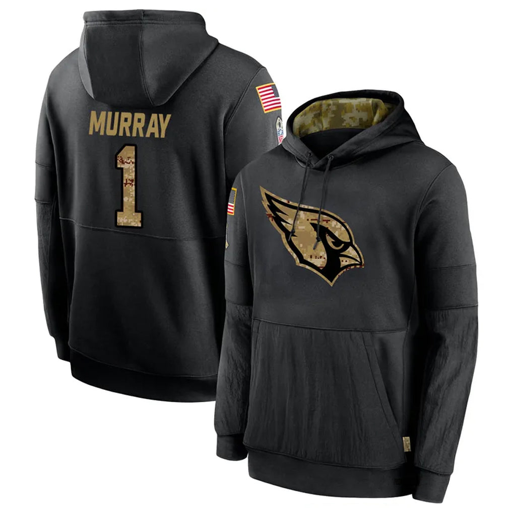 A.Cardinals #1 Kyler Murray Player Black Salute to Service Limited Hoodies Gdoa Stitched Jerseys