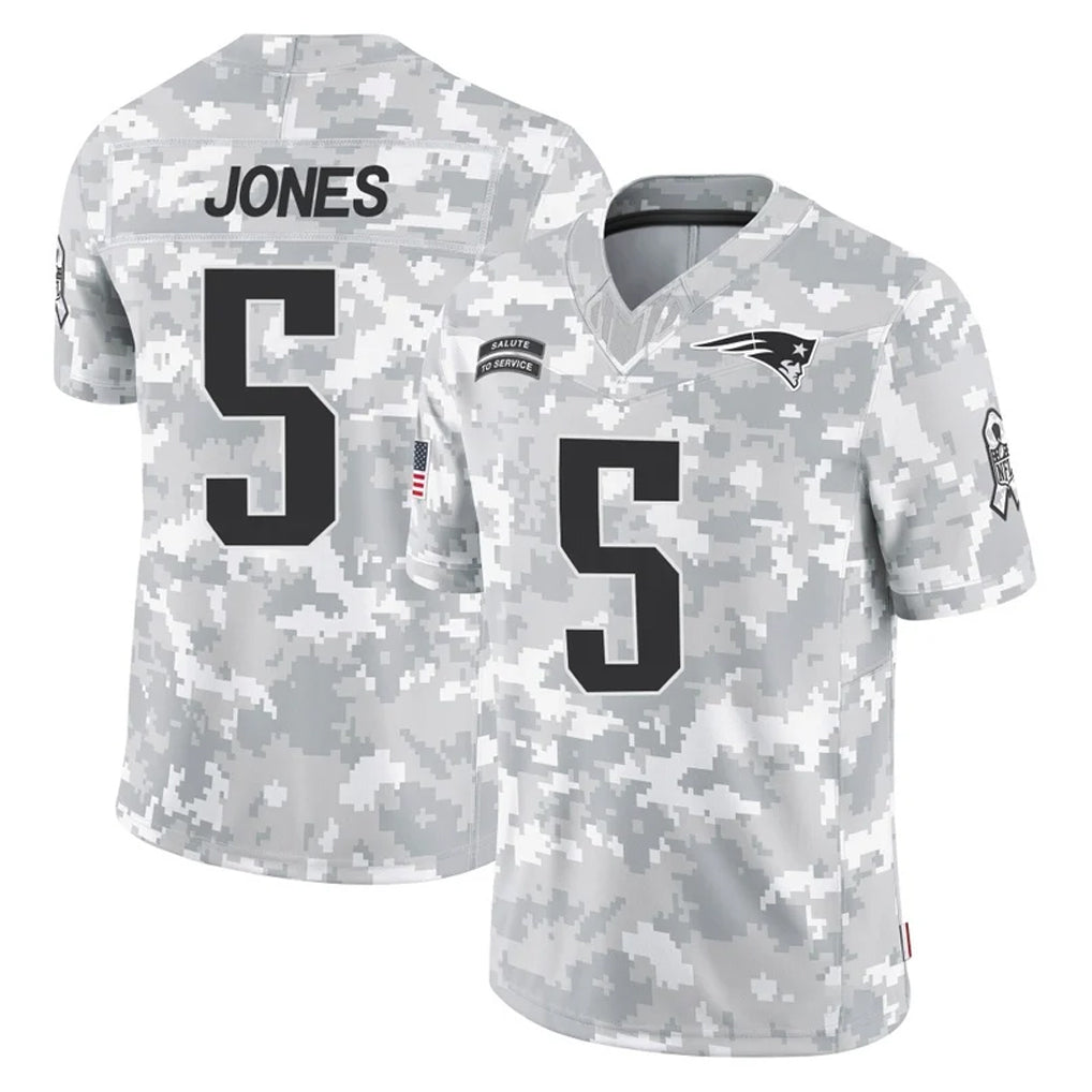 NE.Patriots #5 Dre'Mont Jones Player Arctic Camo Salute To Service Limited Game Gdoa Stitched Jerseys