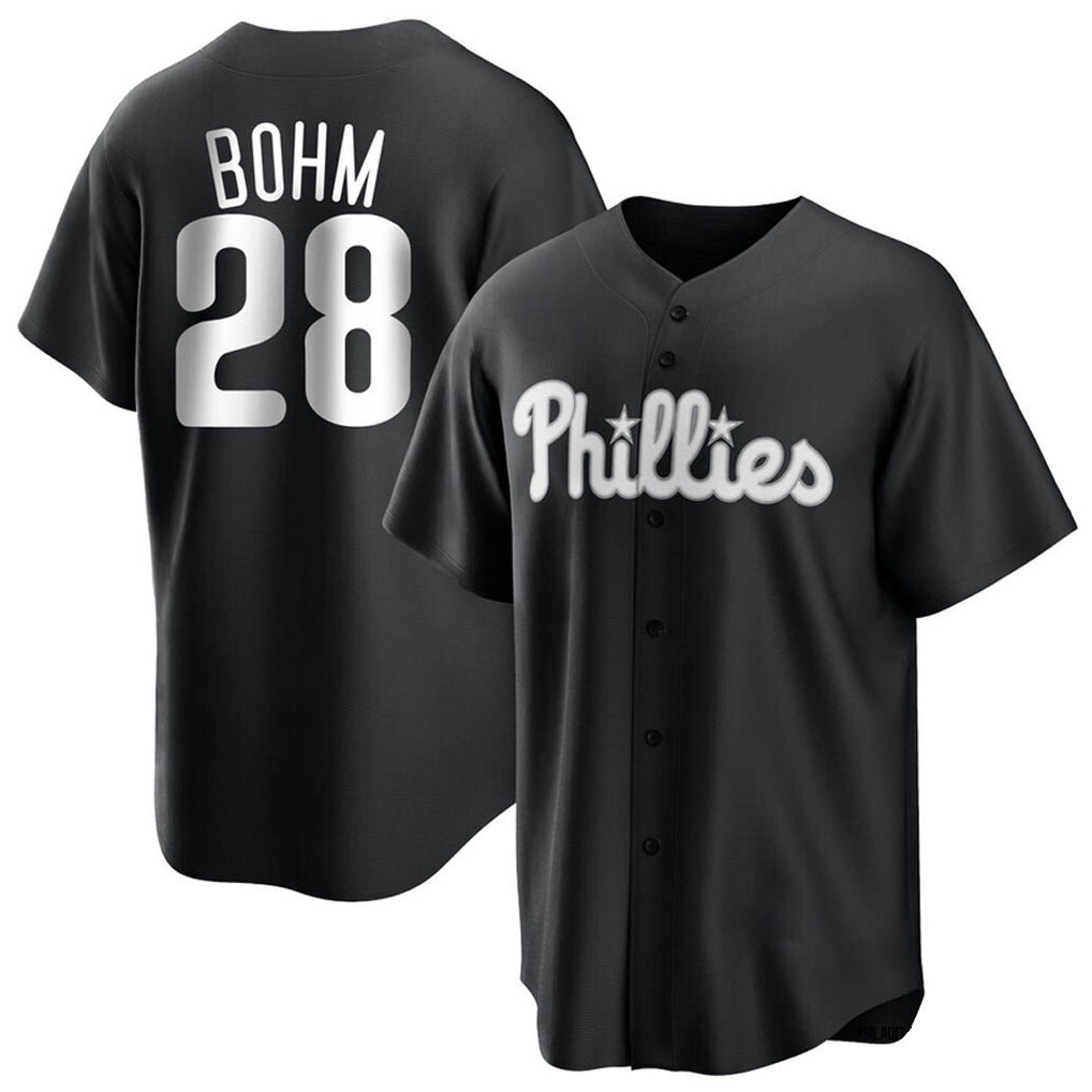P.Phillies #28 Alec Bohm Player Black Home Game Fdoa Stitched Jerseys