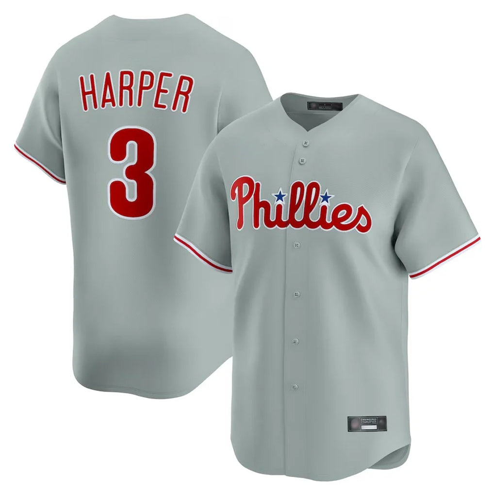 P.Phillies #3 Bryce Harper Player Gray Home Limited Fdoa Stitched Jerseys