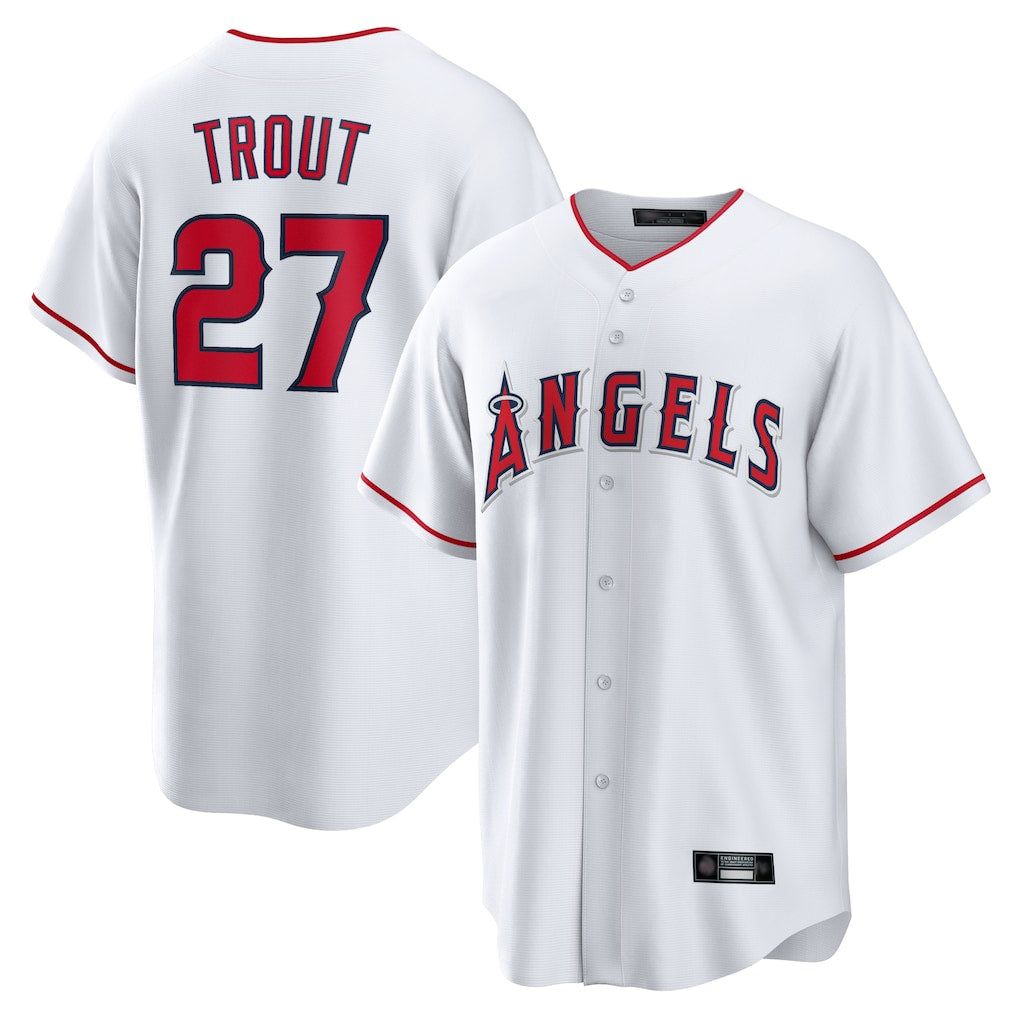 LA.Angels #27 Mike Trout Player White Home Game Fdoa Stitched Jerseys