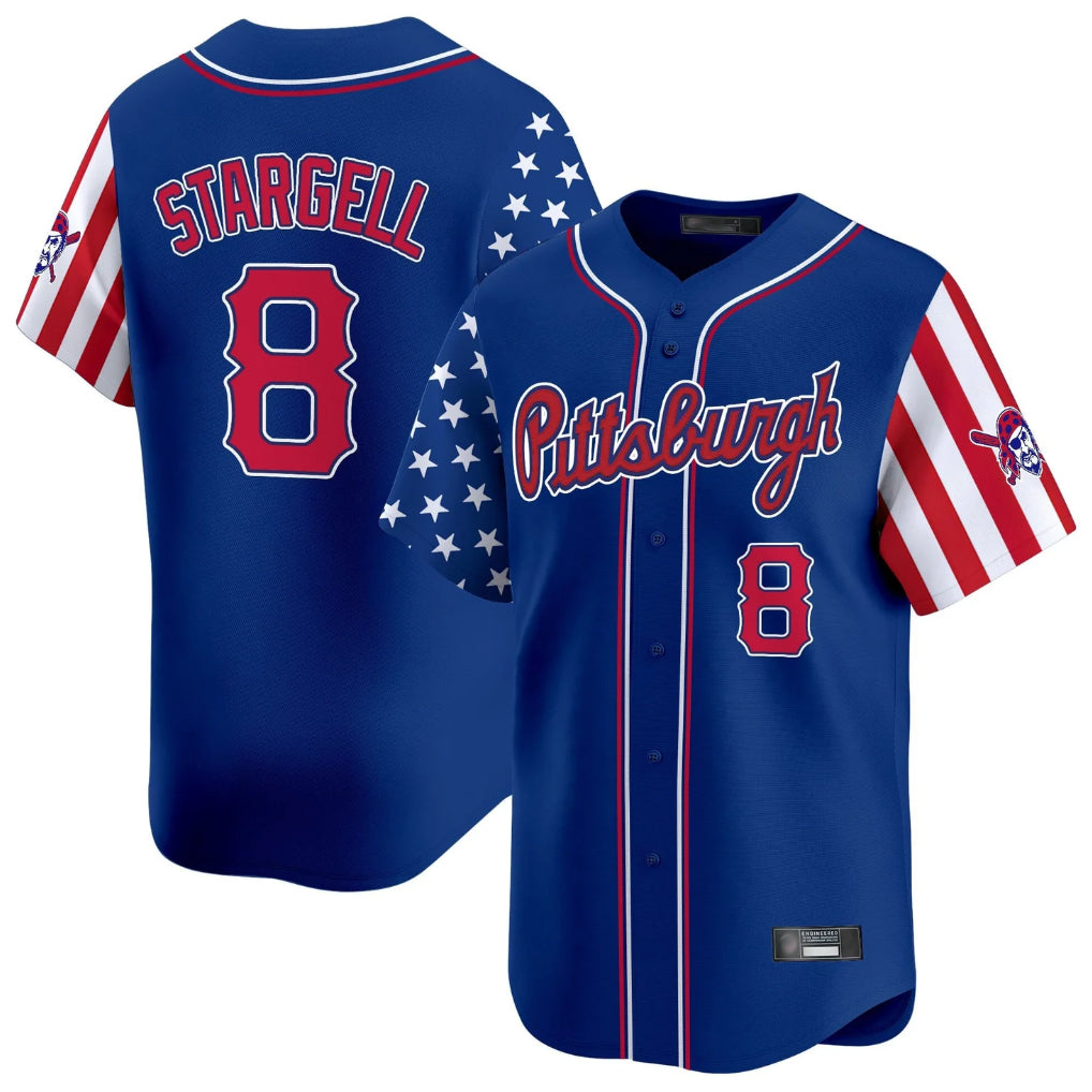 P.Pirates #8 Willie Stargell Player Royal 2025 Independence Day Vapor Premier Limited Fdoa Stitched Jerseys